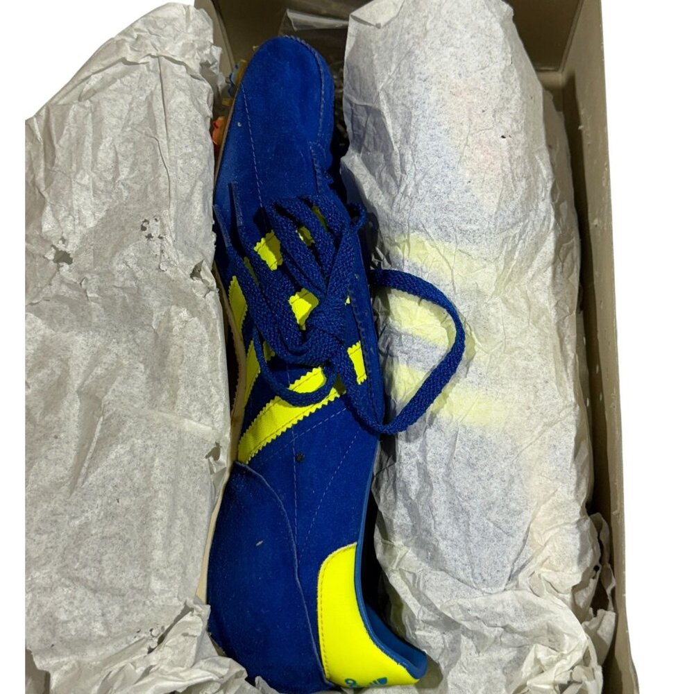 Vintage  70's Adidas 5202 adiSTAR 2000 Soccer Cleats 7.5 Blue/Yellow Unworn Rare - Picture 15 of 16